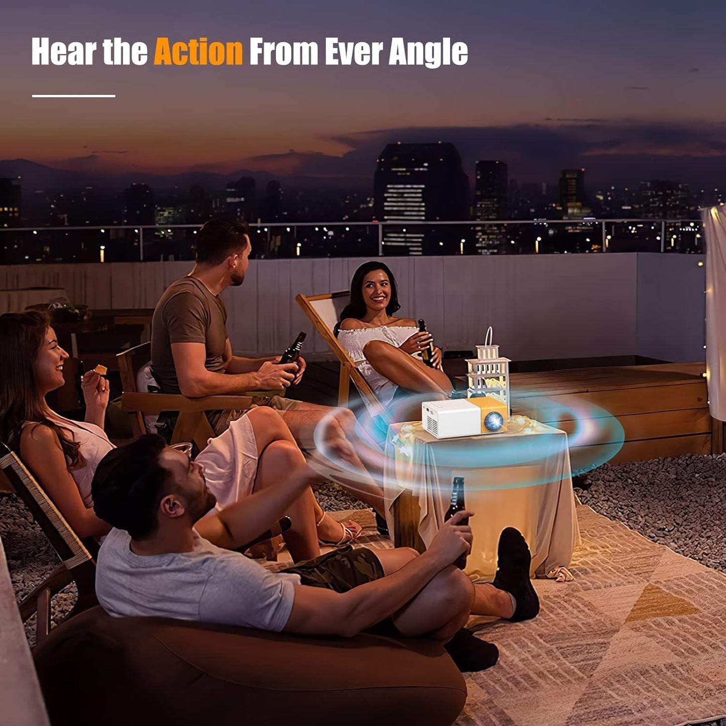 Portable LED USB Mini Projector, 24-60 inches Home Theater, Video Projector, Suitable for Outdoor Recreation and Home Theaters