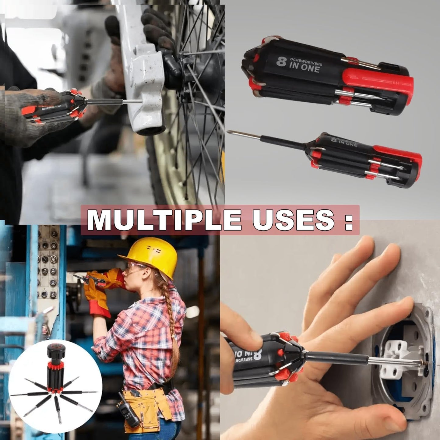 8 In 1 Multi-Function Screwdriver Kit With LED Portable Torch