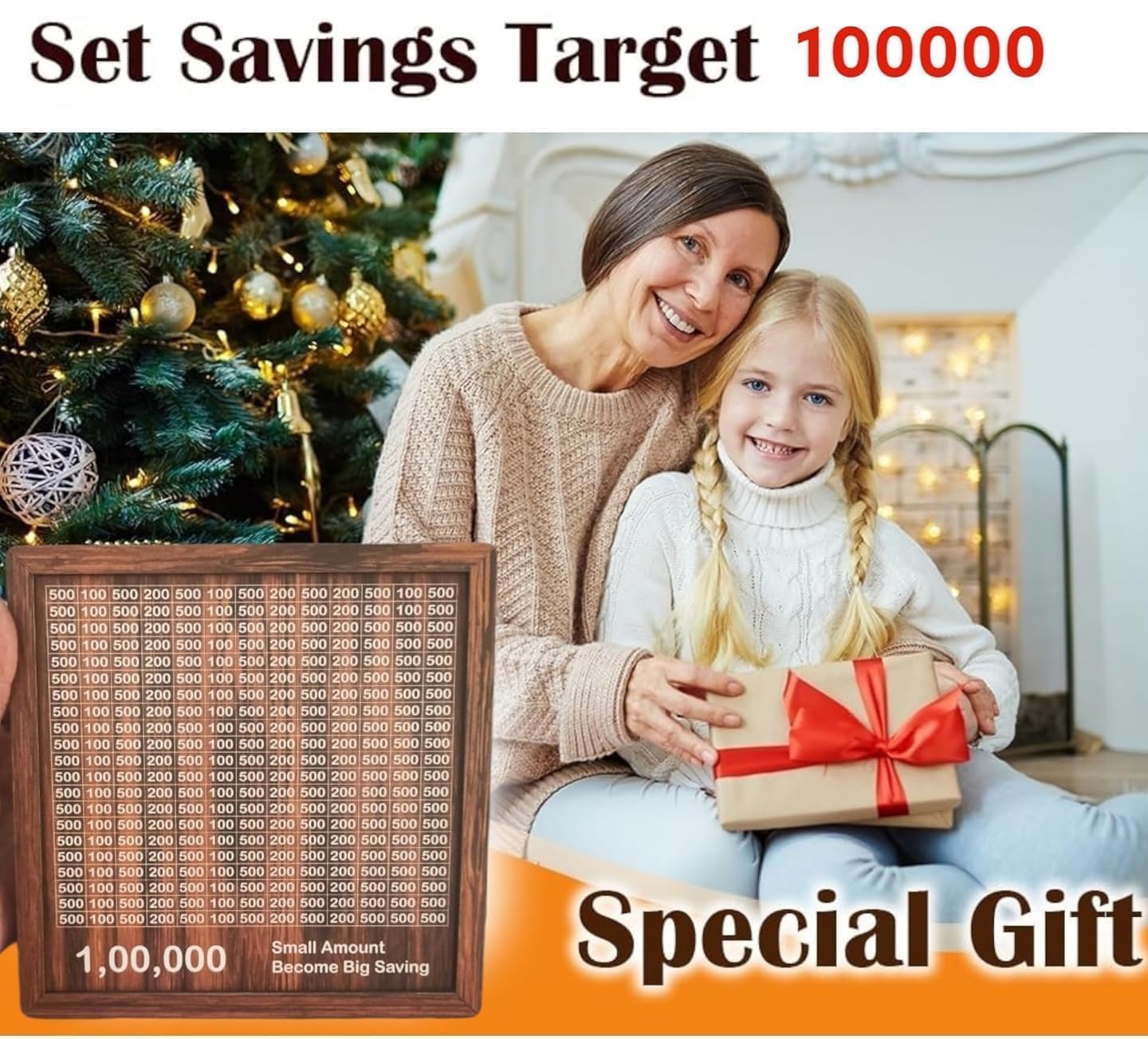 Money Saving Box for Adult 100000 -Money Box, Money Saving Box,1 Lakh Money Saving Box,Money Collecting Box Adult Kids, Small Amount Big Storage 100000 Savings Wooden Money Box,Challenge Box