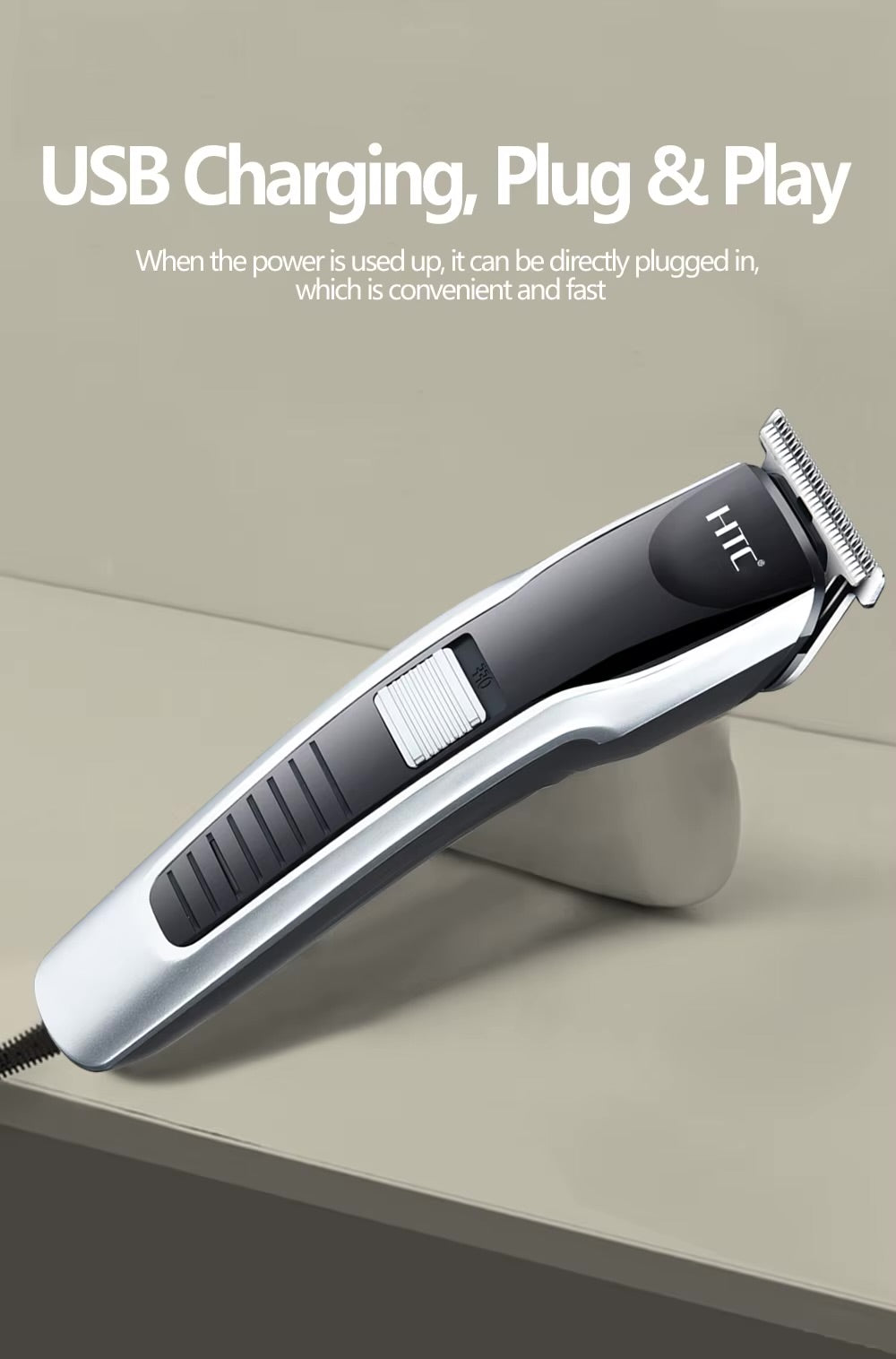 HTC AT-538 Electric Small Size Trimmer For Men - Precision Cutting, Rechargeable, Compact, For Men & Women
