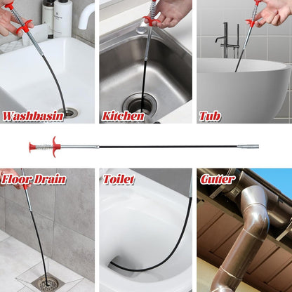 HILIX 2 Pieces Sink and Drains 90/160 cm Professional Spring Pipe Cleaner Cleaning Claw Plunger Pipe Draining Probe Drain Cleaner Hook for Bathtub Kitchen Sink