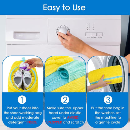 Tusmad Shoe Washing Machine Bag, Invisible & Rust-Free Zipper Side Opening Shoe Washing Bag for Washer and Dryer, Shoe Laundry Bags for Sneakers Socks, Bras, Blouse,Hosiery,Lingerie