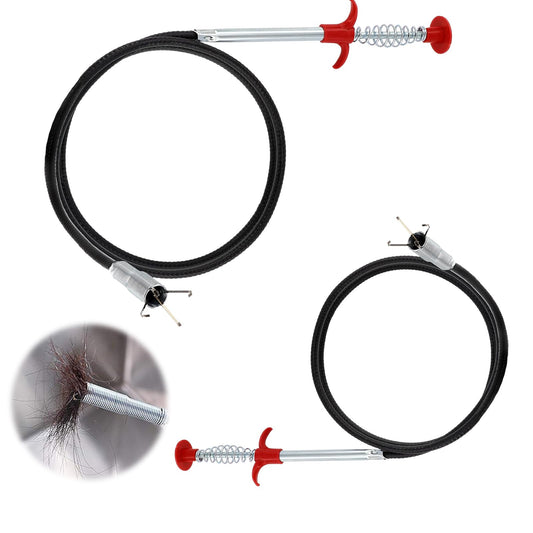 HILIX 2 Pieces Sink and Drains 90/160 cm Professional Spring Pipe Cleaner Cleaning Claw Plunger Pipe Draining Probe Drain Cleaner Hook for Bathtub Kitchen Sink