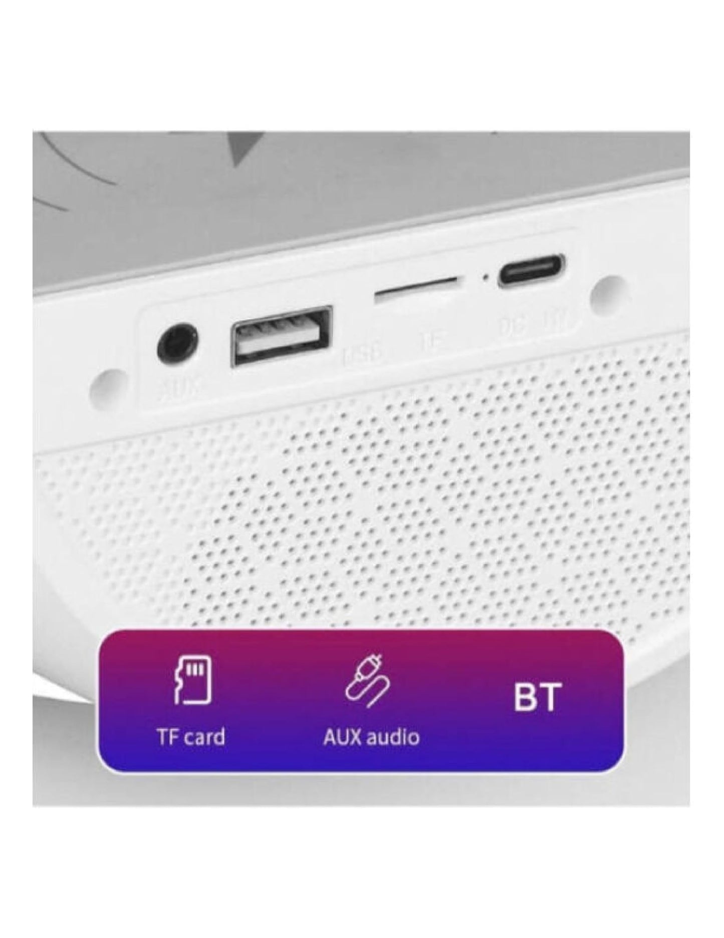 BT2301 LED Wireless Charging Speaker with RGB Light, 7-Colour Selection, FM Radio, Bluetooth Music Player