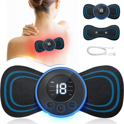 LC SUPPORT (Life Care Sports & Surgicals) Wireless EMS Mini Body Massager Machine Portable Butterfly Massager for Blood Circulation, Pain Relief with 8 Modes & 19 Strength Levels (Mini Massager)