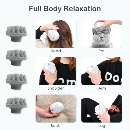 X DAVIES Electric Head,Scalp Massager| Rechargeable Head Kneading Massage Machine| 3 Speed Mode Handheld,Scalp Body Massager for Hair Growth,Deep Clean & Stress Relaxation (White)