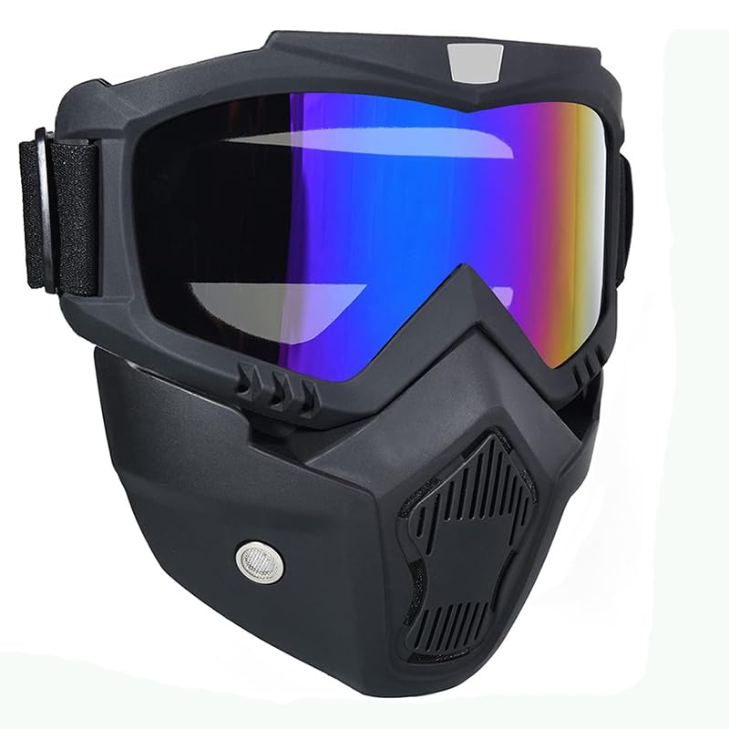 Goggle Mask Anti Scratch Uv Protective Face & Eyewear Windproof Dirt Shield with Soft Foam Padded Detachable Mouth Filter for Cycling Bike Off Road Racing Ride Unisex
