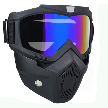 Goggle Mask Anti Scratch Uv Protective Face & Eyewear Windproof Dirt Shield with Soft Foam Padded Detachable Mouth Filter for Cycling Bike Off Road Racing Ride Unisex