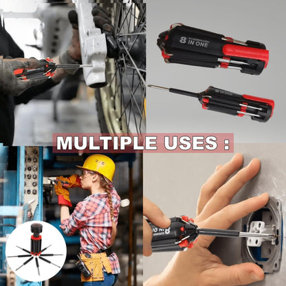 8 In 1 Multi-Function Screwdriver Kit With LED Portable Torch