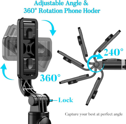 EFEX Multi-Function Selfie Stick Tripod Long Selfie Stick for iPhone&Android Multiple Mount for Camera Gopro Fill Light Aluminum Portable Mobile Tripod with Bluetooth Remote