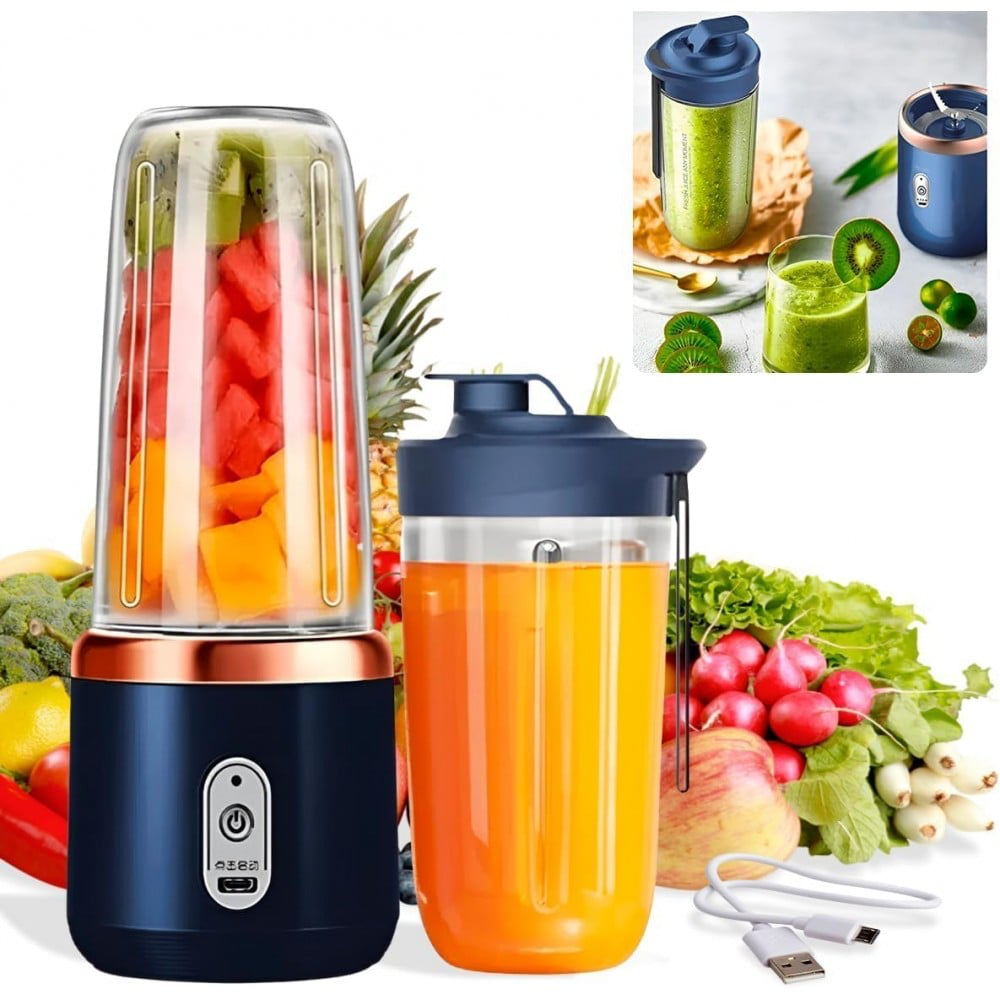 PORTABLE JUICER BLENDER for Smoothies and Juices, USB Rechargeable Mini Bottle Mixer Shake Maker Machine with 1800Mah Rechargeable Battery, 400 ML Jar