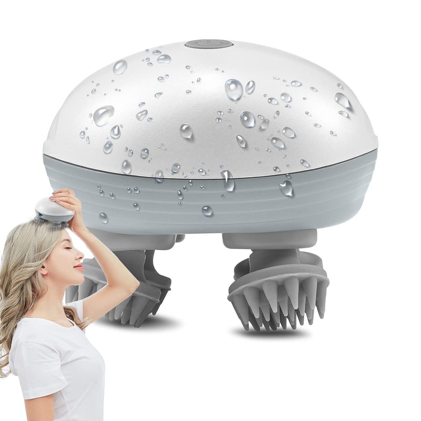X DAVIES Electric Head,Scalp Massager| Rechargeable Head Kneading Massage Machine| 3 Speed Mode Handheld,Scalp Body Massager for Hair Growth,Deep Clean & Stress Relaxation (White)