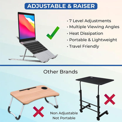 FlexMate X Foldable Adjustable Metal Laptop & Mobile Stand – Universal Fit for All Devices