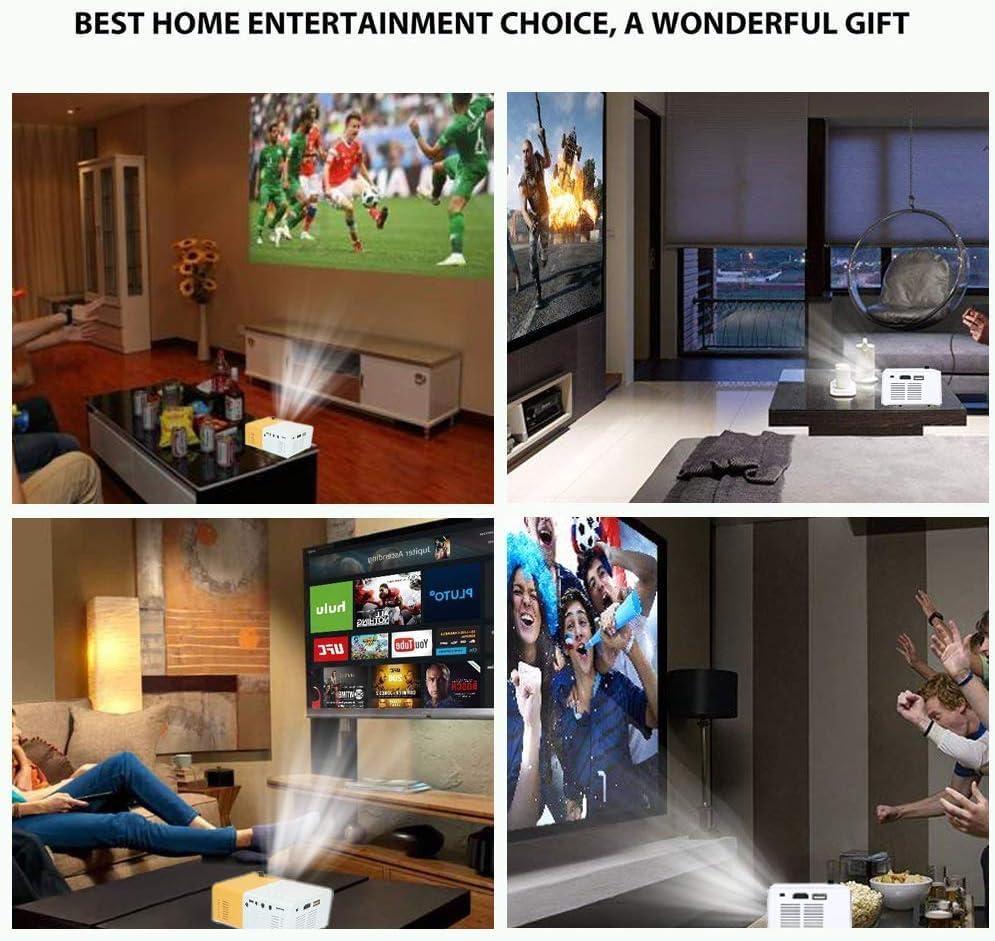 Portable LED USB Mini Projector, 24-60 inches Home Theater, Video Projector, Suitable for Outdoor Recreation and Home Theaters