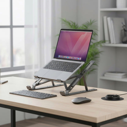 FlexMate X Foldable Adjustable Metal Laptop & Mobile Stand – Universal Fit for All Devices