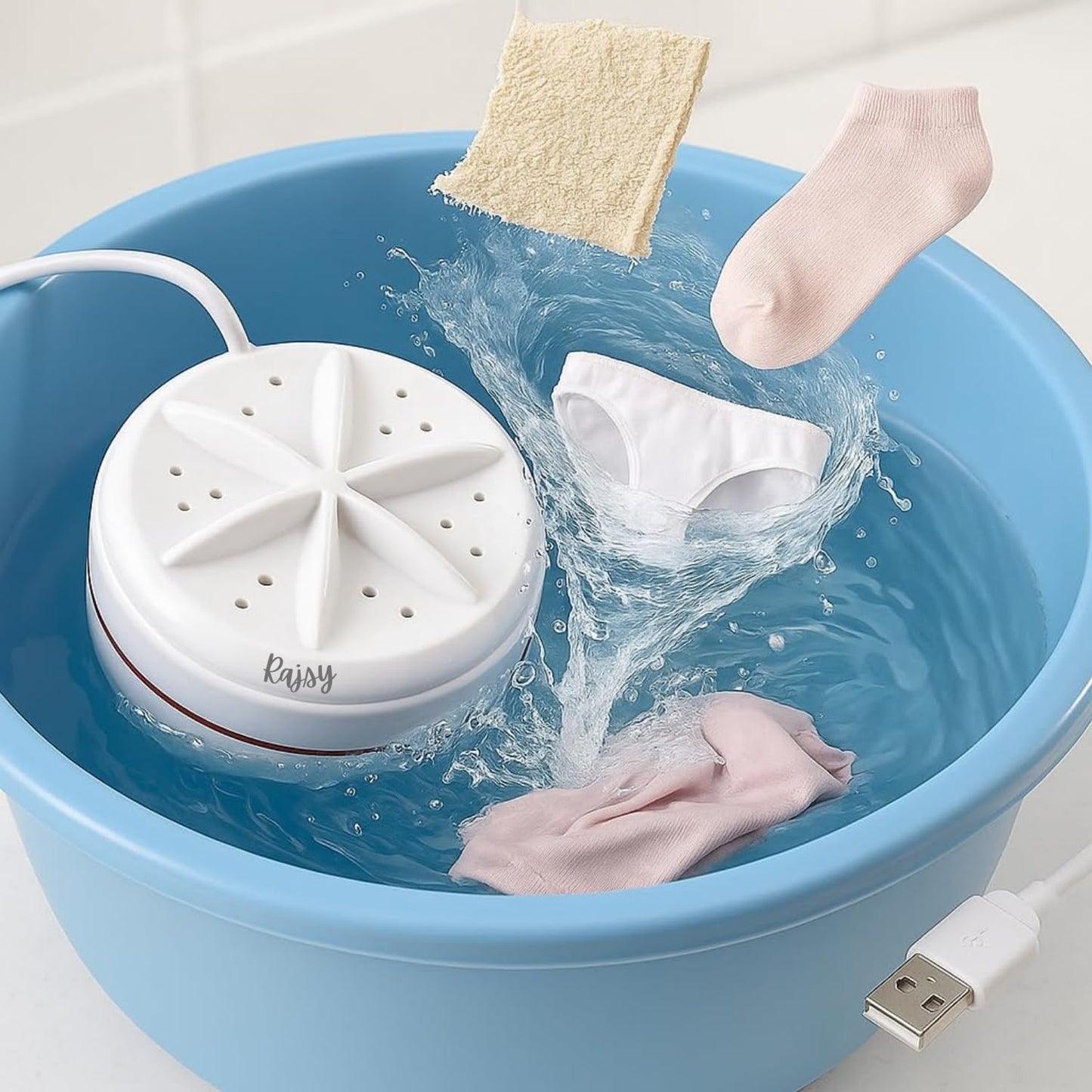 Mini Washing Machine With Turbine and Door Hinge - Ultrasonic Lightweight Turbo Washer With USB Cable for Home, Camping, Dorms, Business, College Rooms