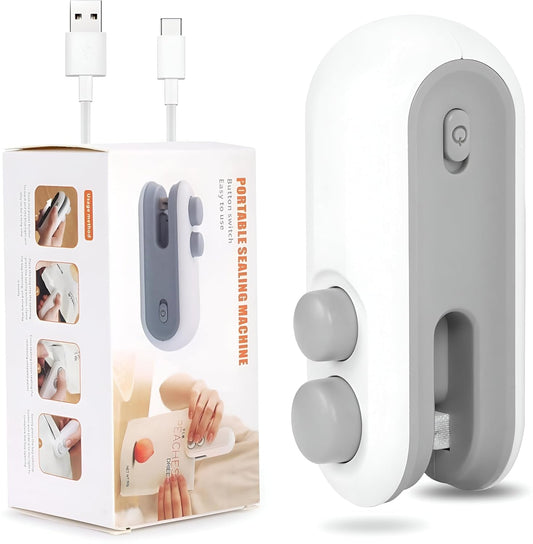 Portable Mini Sealing Machine For Plastic Bags_Essential Kitchen Gadget For Travelling Food Packet, Chips, Snacks_2 in 1 Sealer With Cutter And Magnet_Type-C Rechargable Unique Gadget