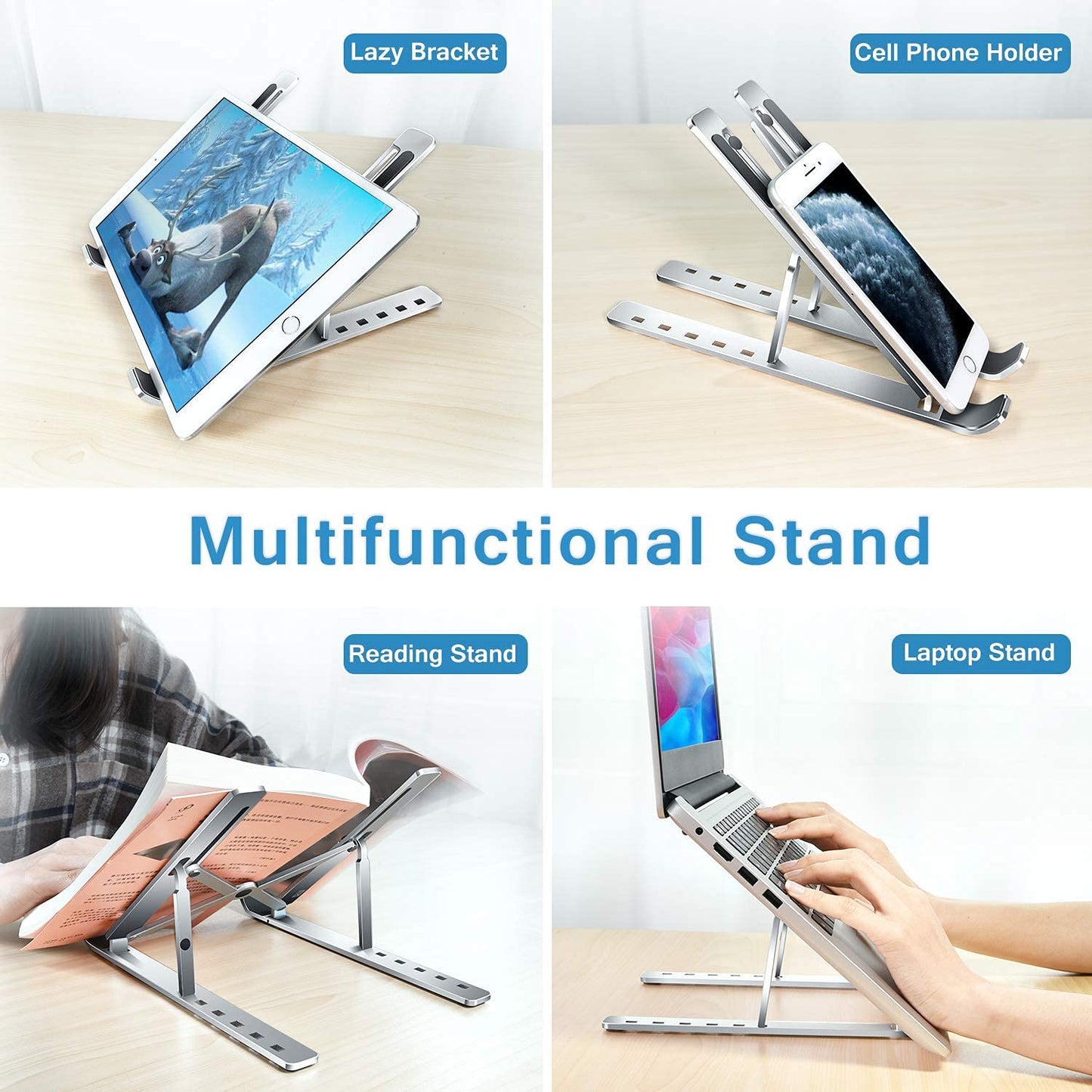 FlexMate X Foldable Adjustable Metal Laptop & Mobile Stand – Universal Fit for All Devices