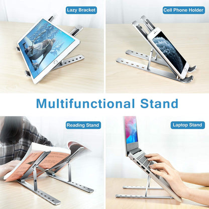FlexMate X Foldable Adjustable Metal Laptop & Mobile Stand – Universal Fit for All Devices