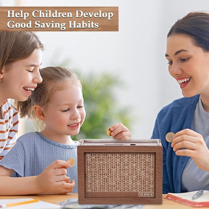 Money Saving Box for Adult 100000 -Money Box, Money Saving Box,1 Lakh Money Saving Box,Money Collecting Box Adult Kids, Small Amount Big Storage 100000 Savings Wooden Money Box,Challenge Box