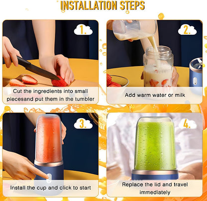 PORTABLE JUICER BLENDER for Smoothies and Juices, USB Rechargeable Mini Bottle Mixer Shake Maker Machine with 1800Mah Rechargeable Battery, 400 ML Jar