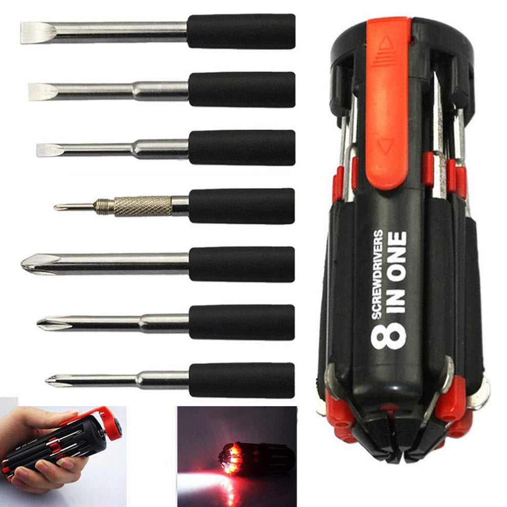 8 In 1 Multi-Function Screwdriver Kit With LED Portable Torch