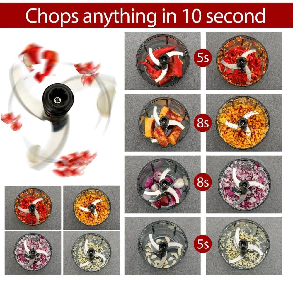 KEVIN Chopper for Kitchen Use 650ml,5 Blade Steel Large Manual Hand-Press Vegetable Chopper Mixer Cutter Push Chopper to Cut Onion, Salad, Tomato, Potato (Indian,Heavy QUALTY) (650 ML)