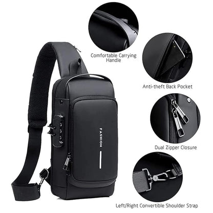 Anti Theft Backpack for Women, Sling Bag For Men CrossBody Backpack For Men Women, Anti-Theft Chest Bag With USB Charging Port, Waterproof Small Backpack for Outdoor Work Hiking