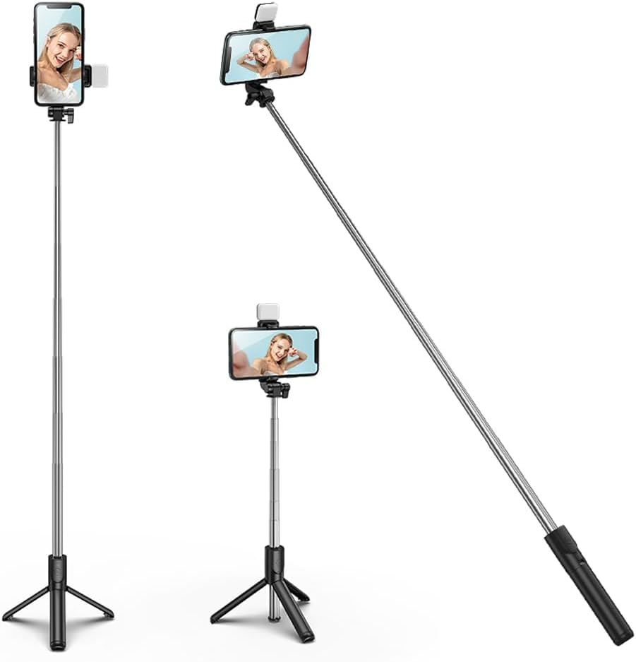 EFEX Multi-Function Selfie Stick Tripod Long Selfie Stick for iPhone&Android Multiple Mount for Camera Gopro Fill Light Aluminum Portable Mobile Tripod with Bluetooth Remote