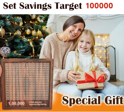 Money Saving Box for Adult 100000 -Money Box, Money Saving Box,1 Lakh Money Saving Box,Money Collecting Box Adult Kids, Small Amount Big Storage 100000 Savings Wooden Money Box,Challenge Box