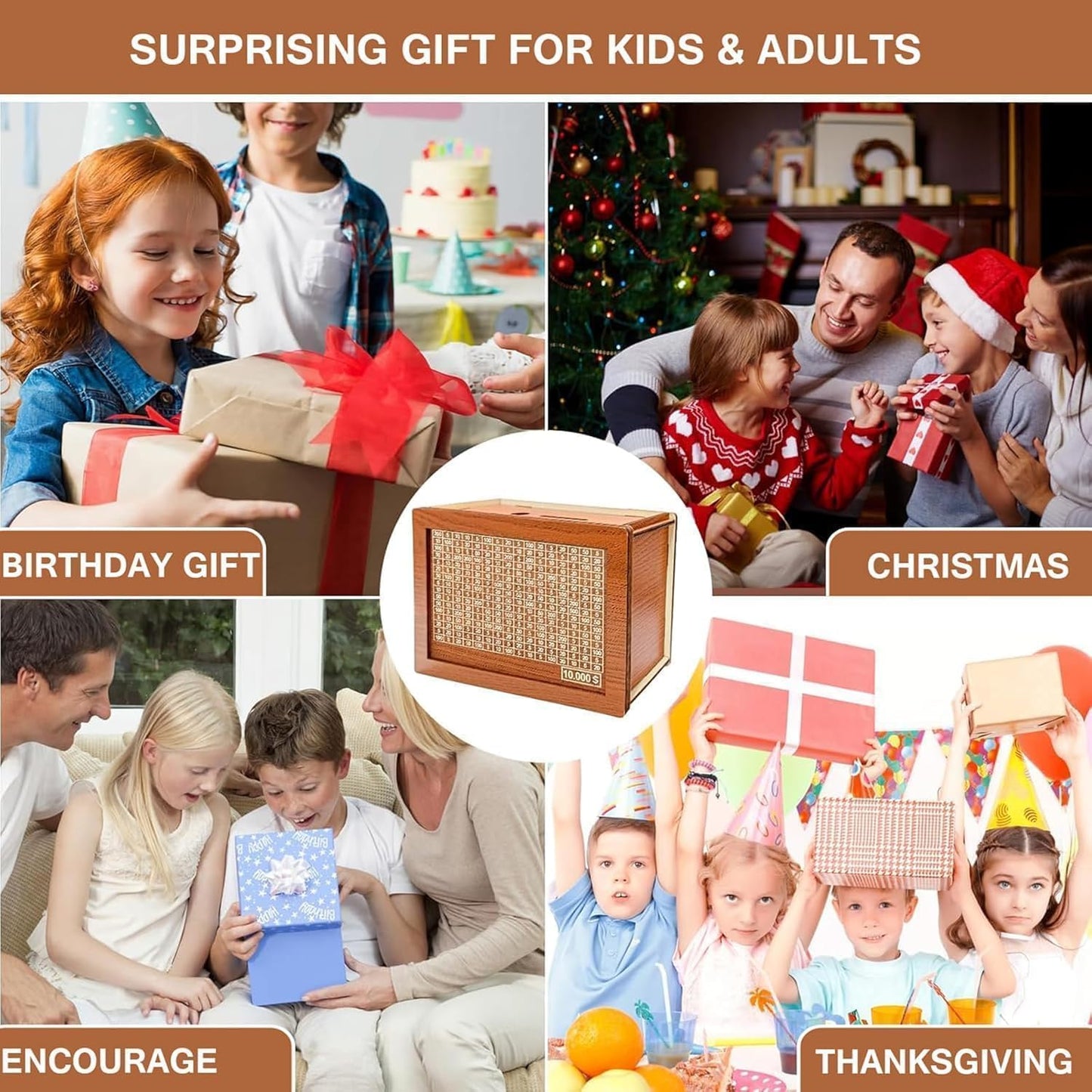 Money Saving Box for Adult 100000 -Money Box, Money Saving Box,1 Lakh Money Saving Box,Money Collecting Box Adult Kids, Small Amount Big Storage 100000 Savings Wooden Money Box,Challenge Box